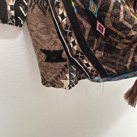 SAVANNA  JANE Women’s Embriodered Tassel Geometric Print Boho Tassel Tunic Sz S - Picture 8 of 12